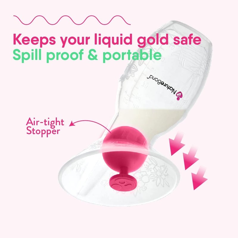 NatureBond Silicone Breast Pump with lid, Stopper, Strap, Pouch. Breastfeeding Essential Premium All in 1 Set. 3.4oz 100ml (Premium All-in-ONE) - Image 4